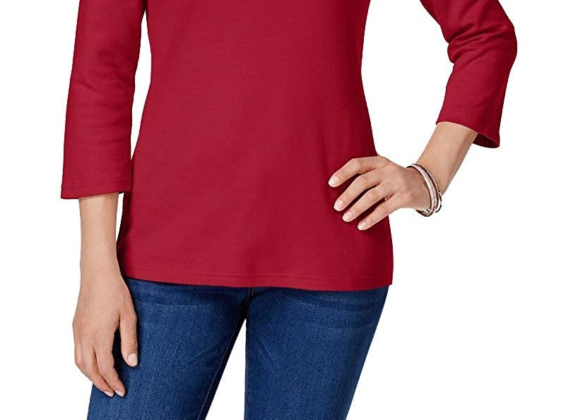 Karen Scott Women's Scoop-Neck Top Bright Red Size Small