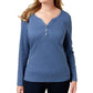 Karen Scott Women's Cotton Henley Top Blue Size Extra Large