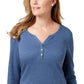 Karen Scott Women's Cotton Henley Top Blue Size Extra Large