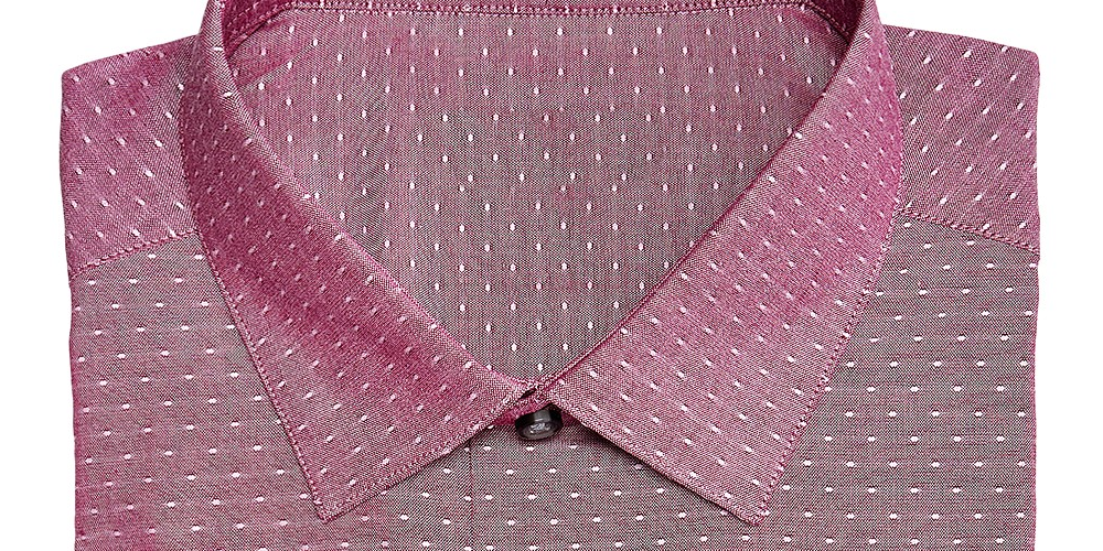 Bar III Men's Slim-Fit Stretch Easy-Care Large Dobby Dot Dress Shirt Red Size 17x34-35