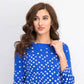 Charter Club Women's Pima Cotton Button-Shoulder Print Top  Blue Size 2 Extra Large