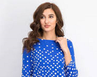 Charter Club Women's Pima Cotton Button-Shoulder Print Top  Blue Size 2 Extra Large