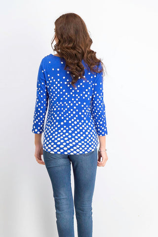 Charter Club Women's Pima Cotton Button-Shoulder Print Top  Blue Size Small