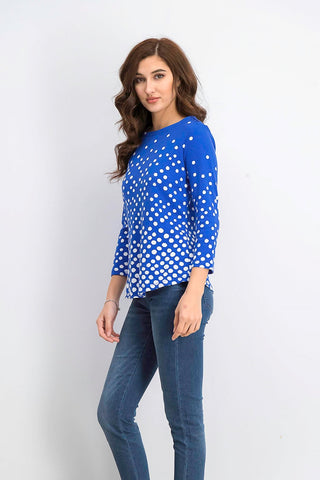 Charter Club Women's Pima Cotton Button-Shoulder Print Top  Blue Size Small