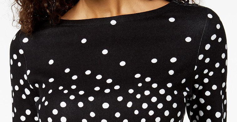 Charter Club Women's Pima Cotton Button-Shoulder Print Top Blue Size X-Large