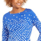 Charter Club Women's Pima Cotton Button-Shoulder Print Top  Modern Blue Cmb Size Medium