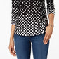Charter Club Women's Petite Pima Cotton Button-Shoulder Print Top Black Size Small