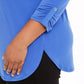 JM Collection Women's Plus Size Solid Zip Top  Dark Blue Size 0X