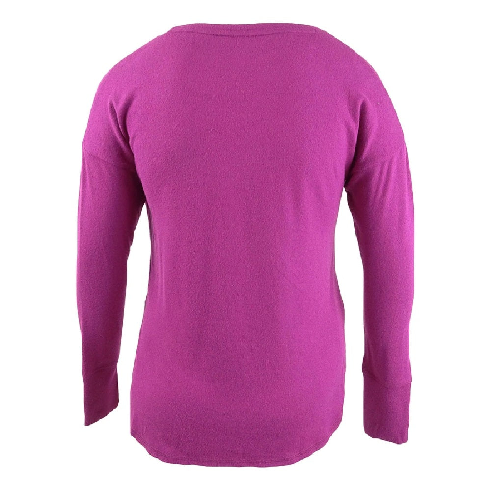 Ideology  Women's Heathered Long Sleeve Top Dark Pink Size 2 Extra Large