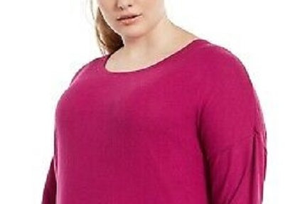 Ideology Women's Plus Size Long-Sleeve T-Shirt Dark Pink Size 1X
