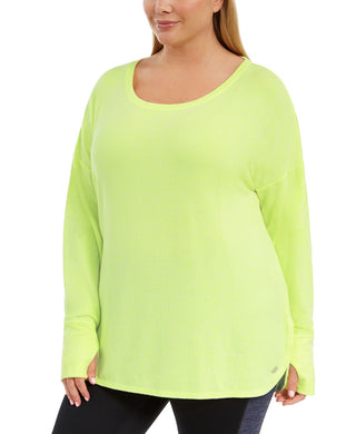Ideology Women's Plus Size Long-Sleeve T-Shirt Yellow Size 2 Extra Large