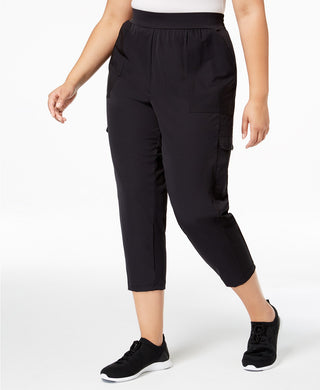 Ideology Women's Plus Size Recycled Woven Cargo Pants Black Size 2X