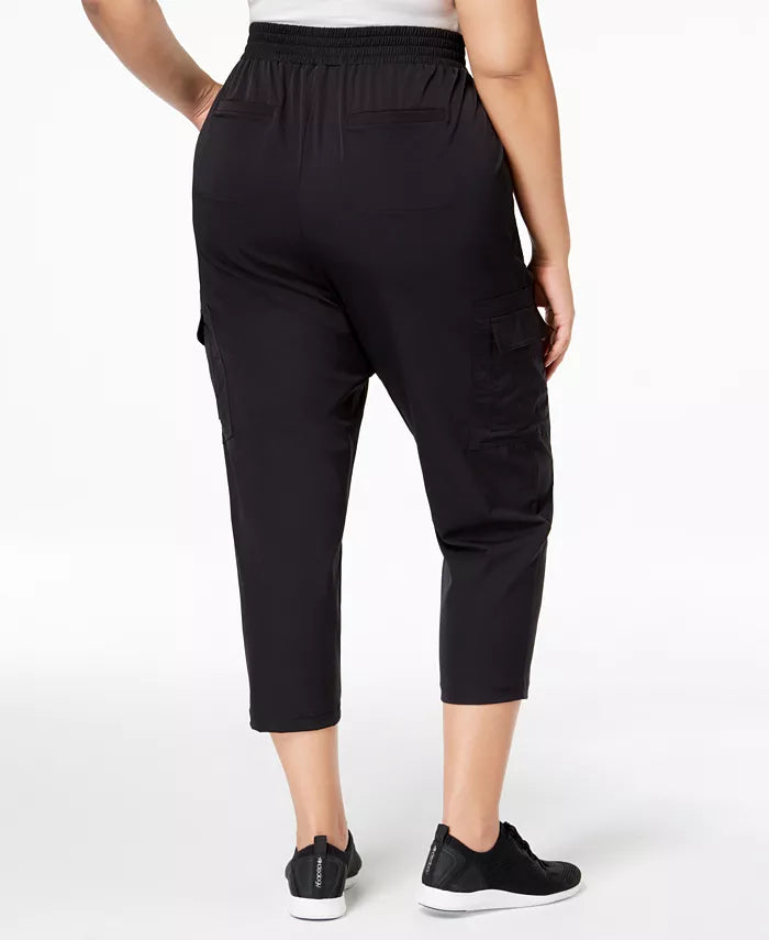 Ideology Women's Plus Size Recycled Woven Cargo Pants Black Size 2X