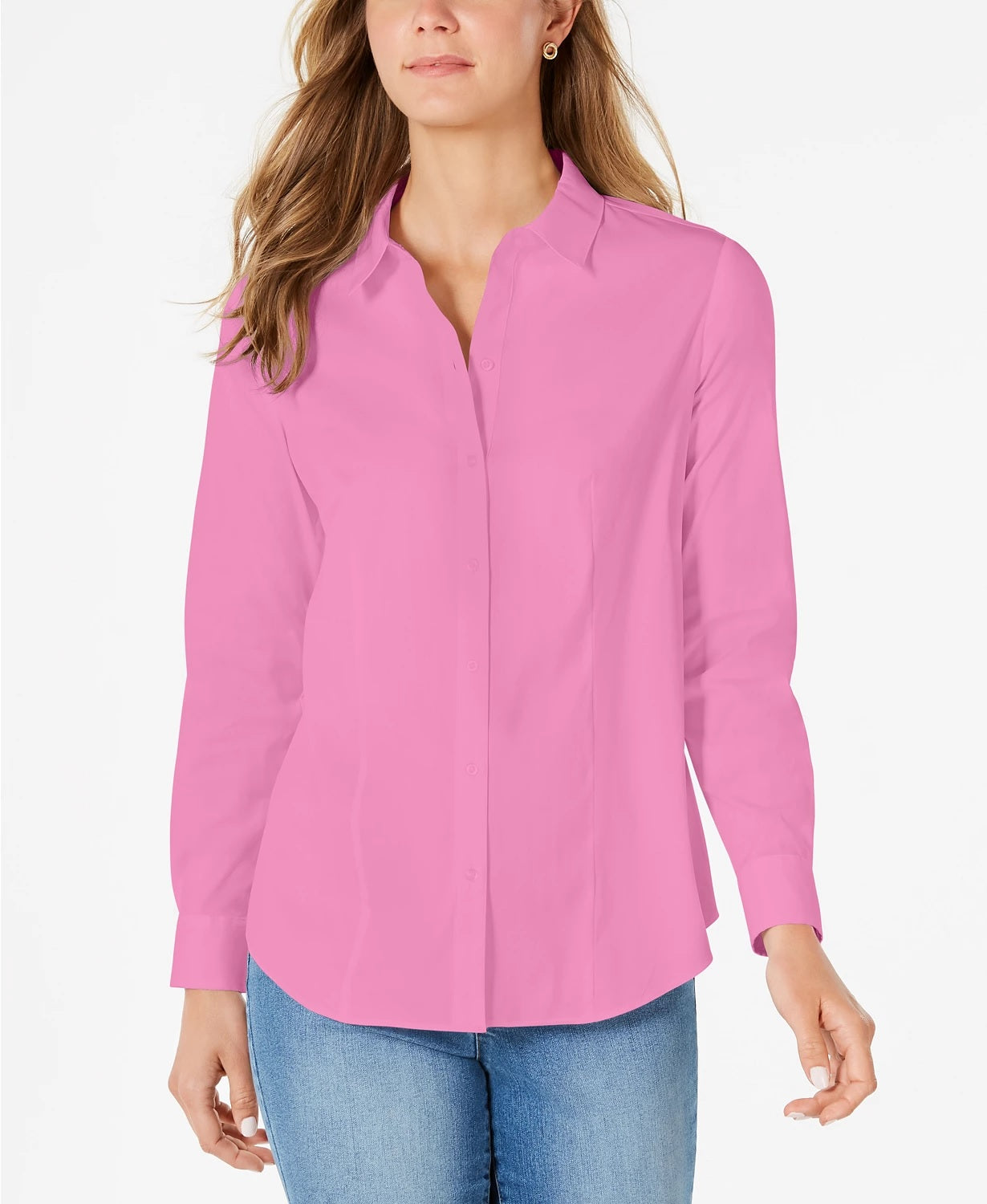 Charter Club Women's Classic Button-Front Shirt Pink Size 12