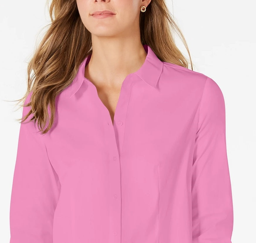 Charter Club Women's Classic Button-Front Shirt Pink Size 12