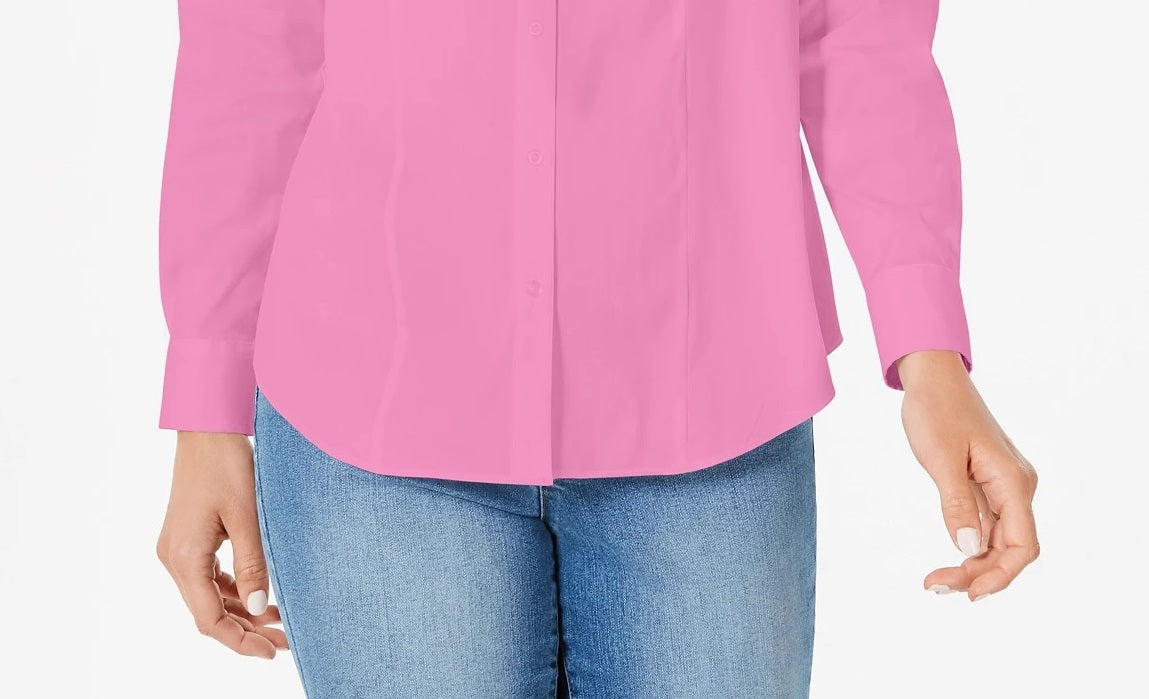 Charter Club Women's Classic Button-Front Shirt Pink Size 12