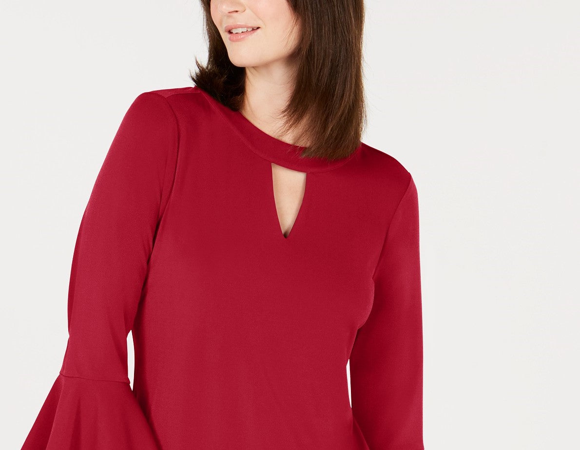 Charter Club Women's Bell-Sleeve Keyhole Top Purple Size Small