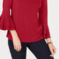 Charter Club Women's Bell-Sleeve Keyhole Top Purple Size Small