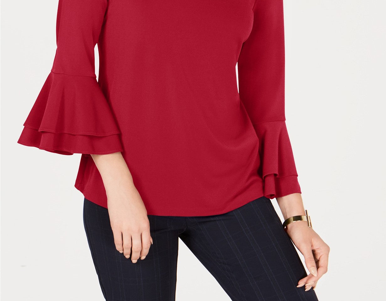 Charter Club Women's Bell-Sleeve Keyhole Top Purple Size Small