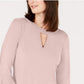 Charter Club Women's Bell-Sleeve Keyhole Top Pink Size Medium