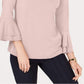 Charter Club Women's Bell-Sleeve Keyhole Top Pink Size Medium