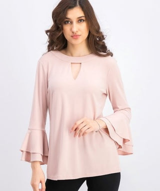 Charter Club Women's Bell-Sleeve Keyhole Top Pink Size X-Large