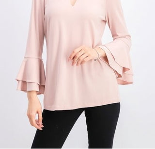 Charter Club Women's Bell-Sleeve Keyhole Top Pink Size X-Large