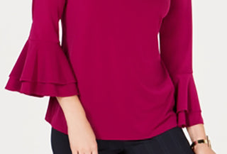 Charter Club Women's Bell-Sleeve Keyhole Top Purple Size X-Small