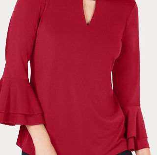 Charter Club Women's Bell-Sleeve Keyhole Top  Medium Red Size Medium