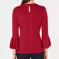 Charter Club Women's Bell-Sleeve Keyhole Top  Medium Red Size Medium