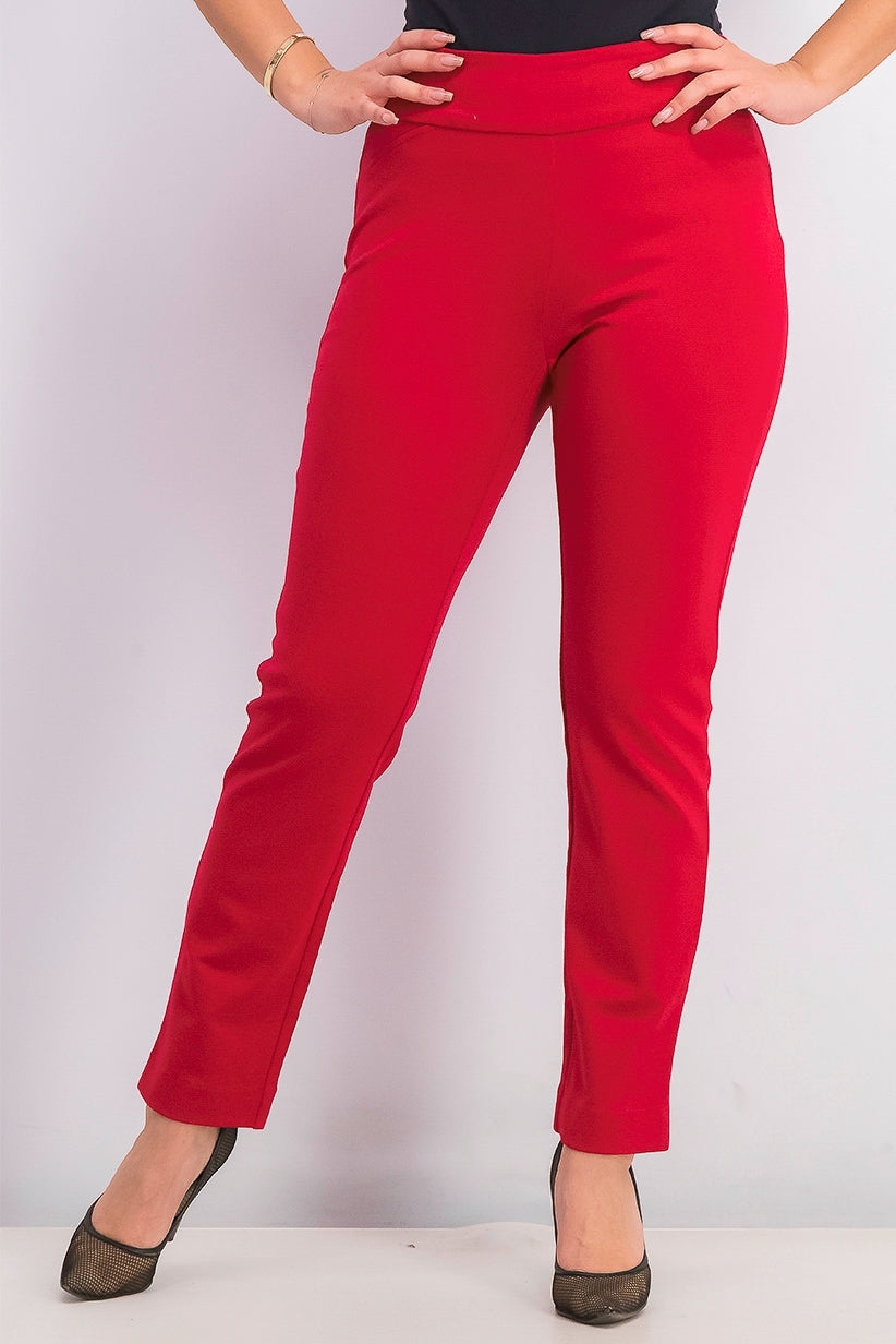 Charter Club Women's Petite Pull-On Ponte-Knit Pants Red Size 12P