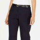 Charter Club Women's Belted Tummy-Control Trousers Blue Size 8
