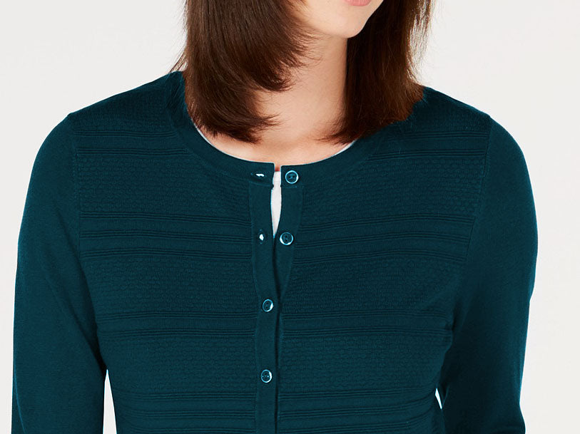 Charter Club Women's Textured Cardigan Green Size X-Large