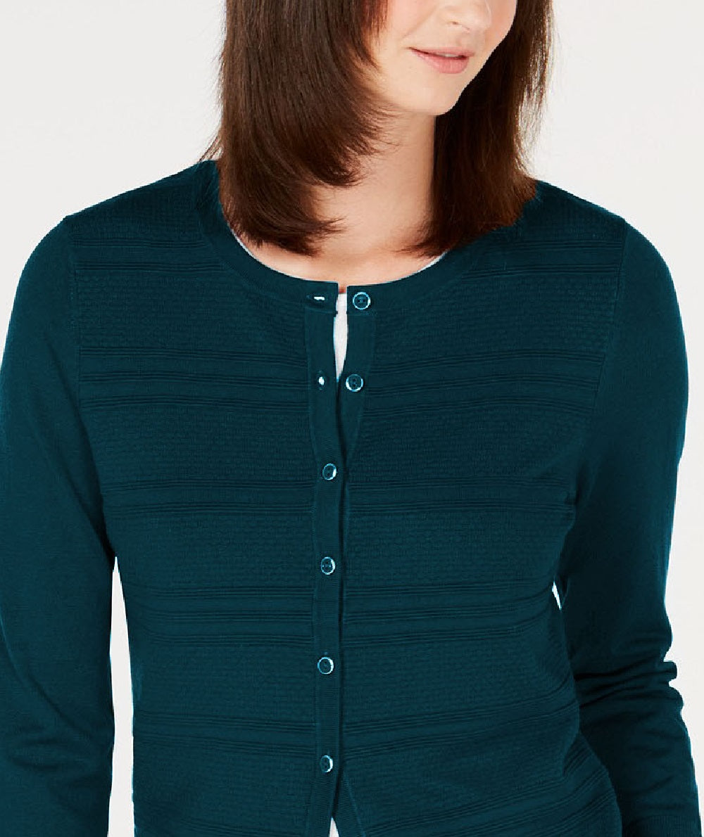 Charter Club Women's Textured Cardigan Dark Green Size Large