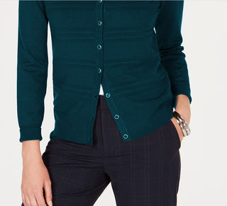 Charter Club Women's Textured Cardigan Green Size Medium