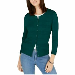 Charter Club Women's Textured Cardigan Dark Green Size Small