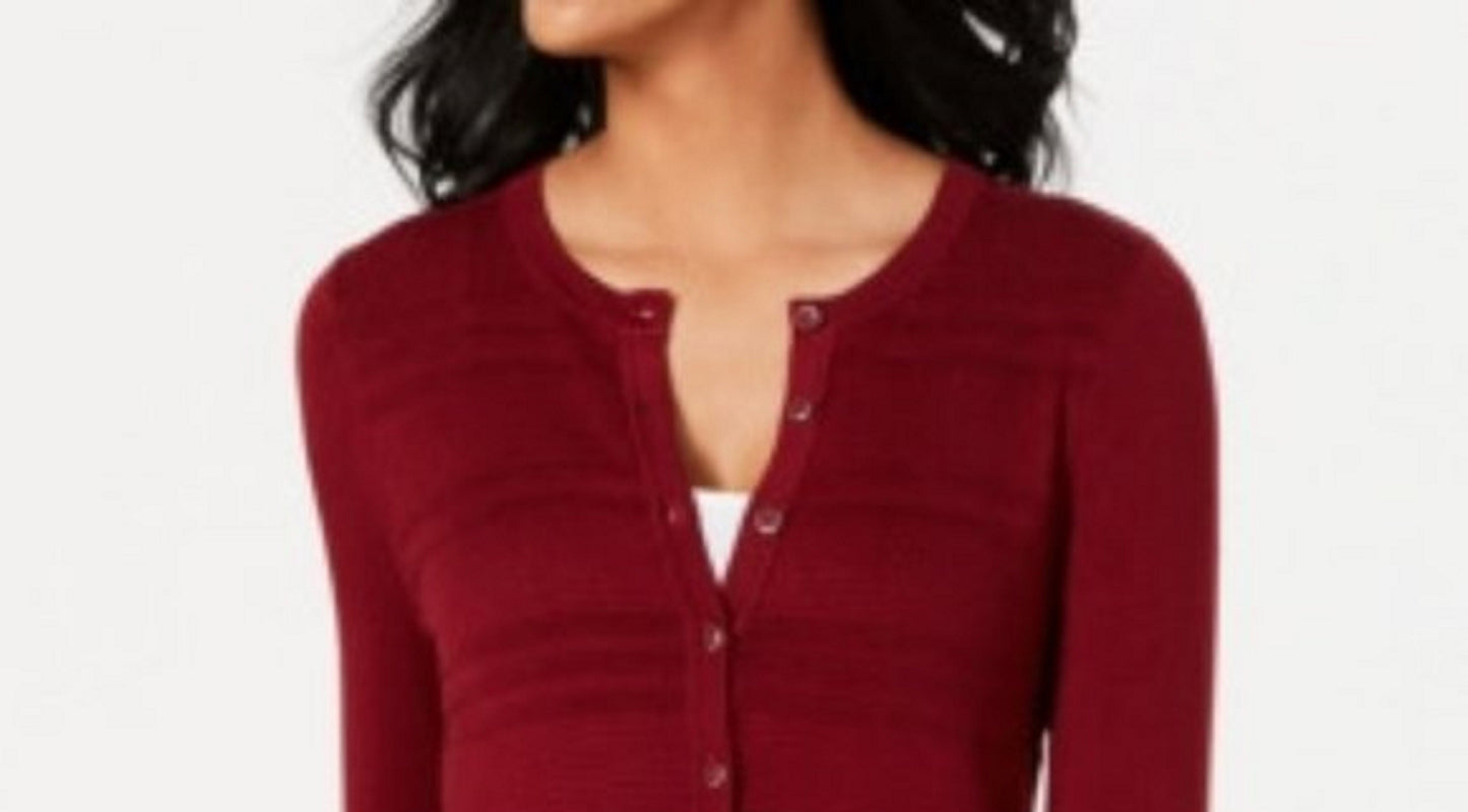 Charter Club Women's Textured Cardigan Red Size Medium
