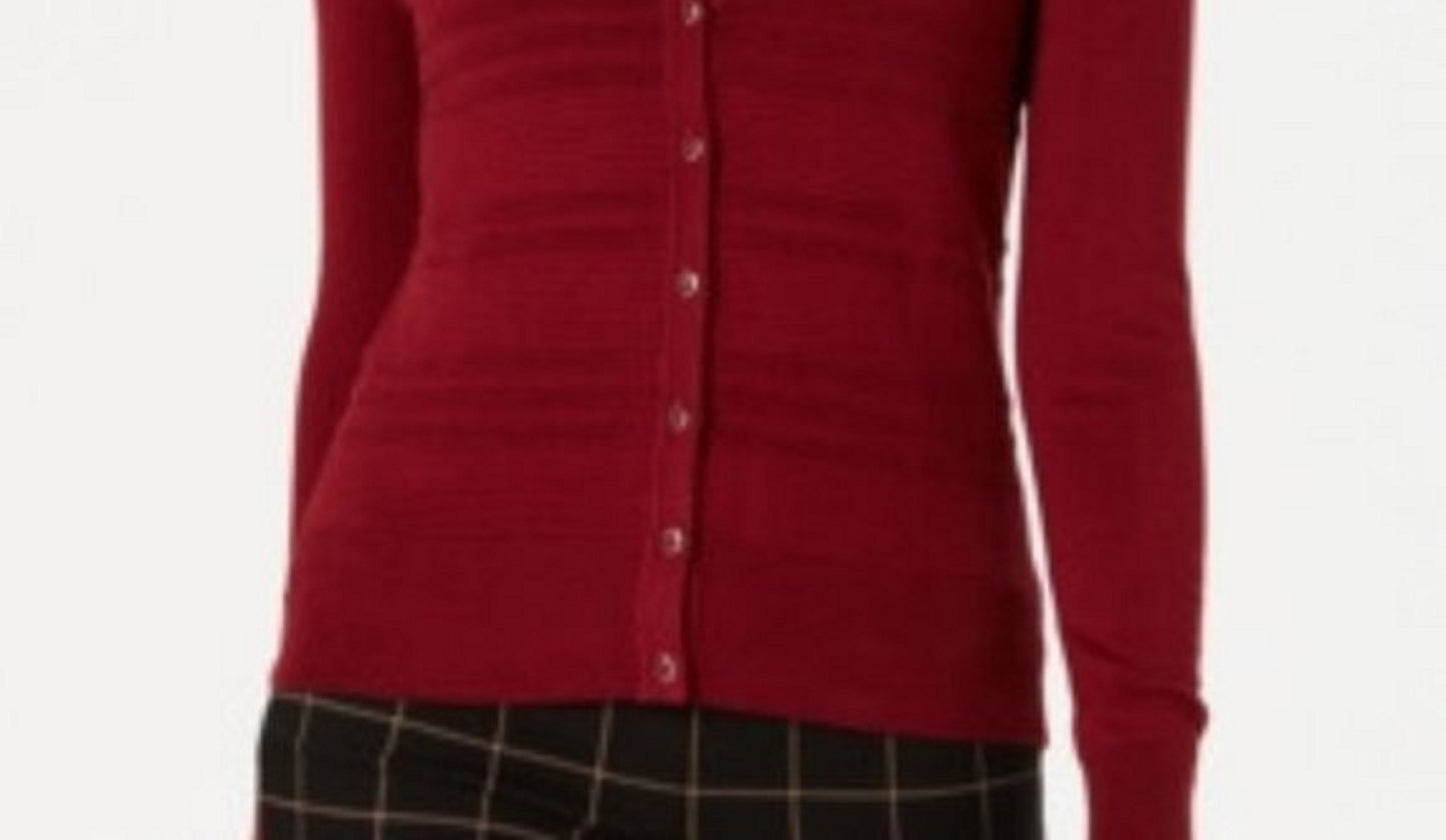 Charter Club Women's Textured Cardigan Red Size Medium