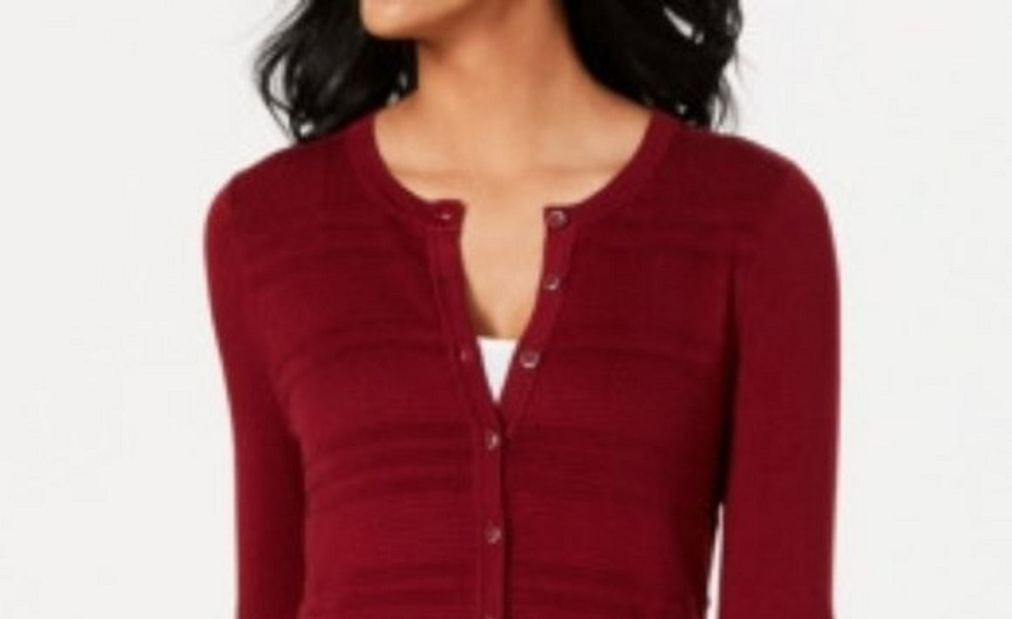Charter Club Women's Textured Cardigan Wine Size Extra Small
