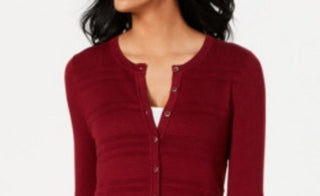 Charter Club Women's Textured Cardigan Wine Size Extra Small