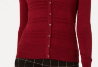 Charter Club Women's Textured Cardigan Wine Size Extra Small