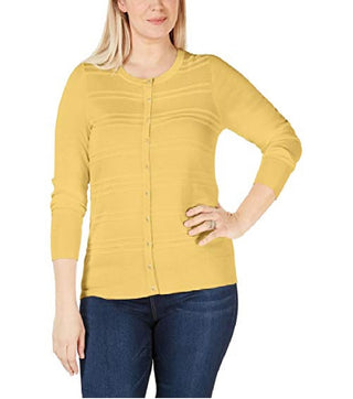 Charter Club Women's Textured Cardigan Yellow Size Extra Large