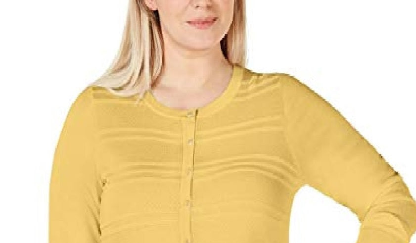 Charter Club Women's Textured Cardigan Yellow Size Extra Large