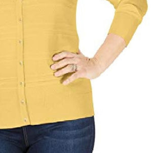 Charter Club Women's Textured Cardigan Yellow Size Extra Large
