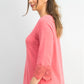 Charter Club Women's Cotton Lace-Trim Top Dark Pink Size Large