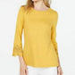 Charter Club Women's Cotton Lace-Trim Top Gold Size Large