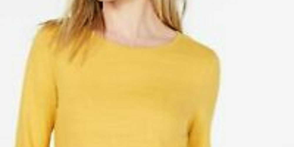 Charter Club Women's Cotton Lace-Trim Top Gold Size Large