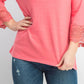 Charter Club Women's Cotton Lace-Trim Top Pink Size Medium