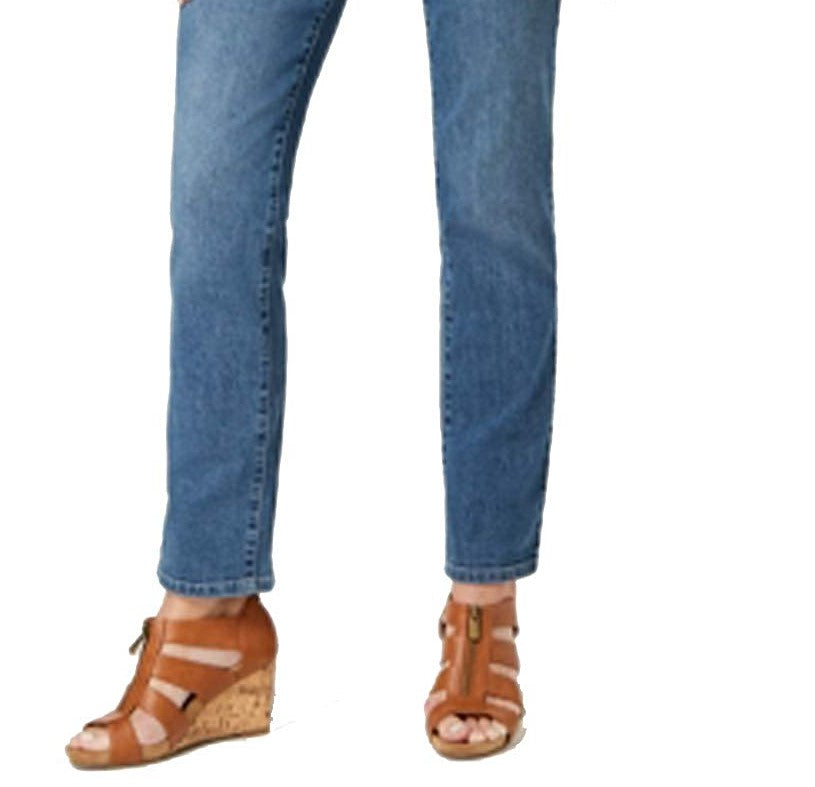 Style & Co Women's Tummy-Control Straight-Leg Jeans Blue Size 4