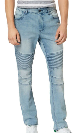 American Rag Men's Slim-Fit Stretch Destroyed Moto Jeans Blue Size 36X34